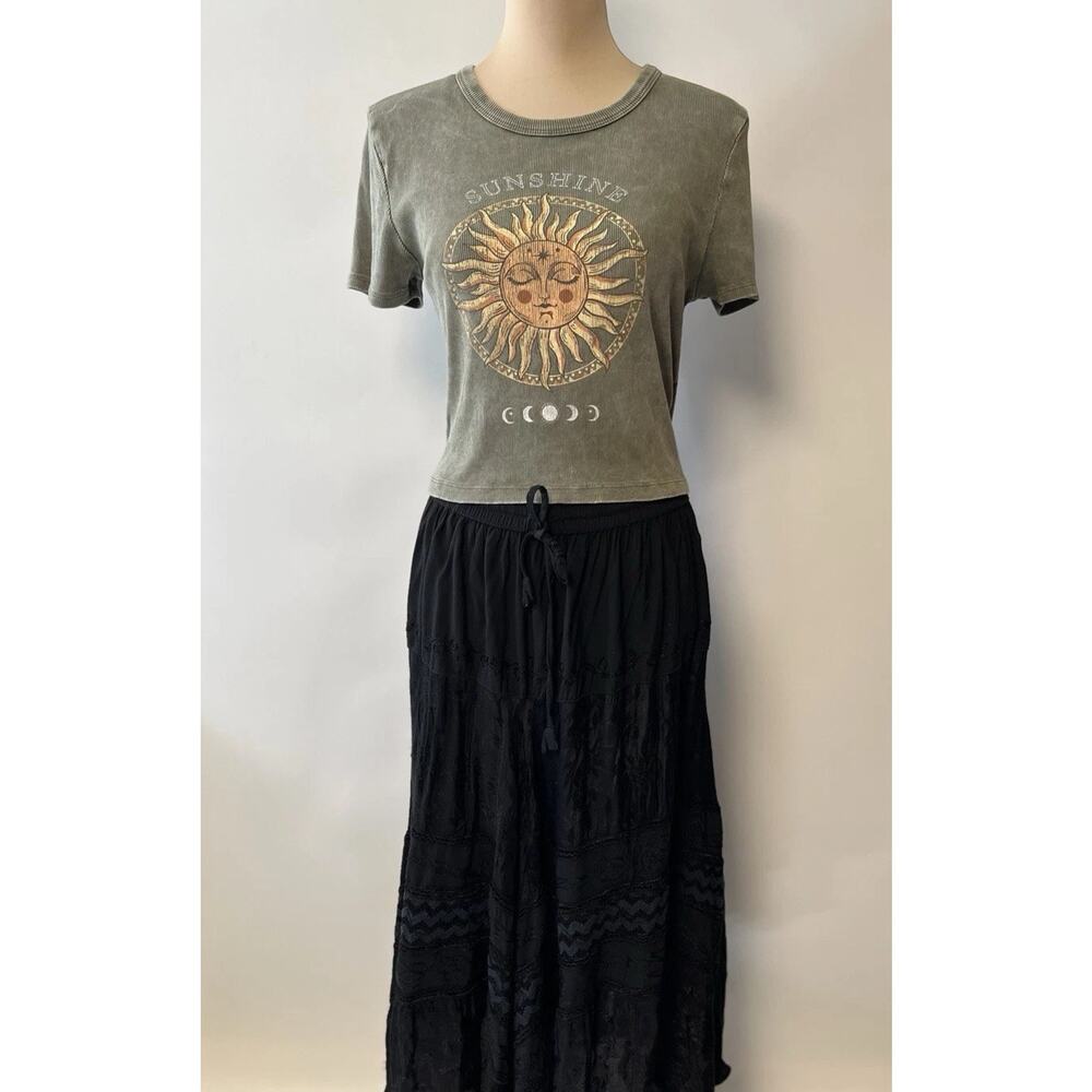 Sunshine Graphic Crop Tee - Olive Green Women’s Top